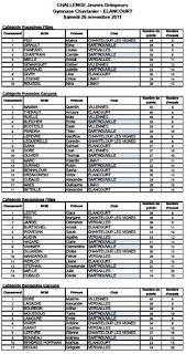Résultats de compétition : 26 novembre à Elancourt « Challenge des Yvelines »