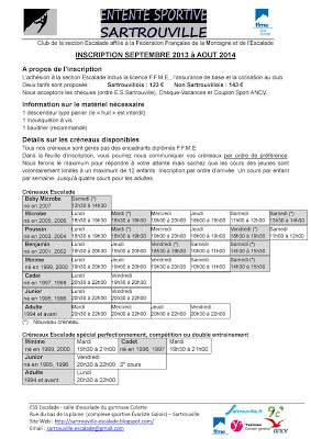 Feuille d’inscription saison 2013-2014